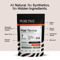 Picture of ingredients that goes in side Puretive's Hair Revive Nutrition Mix as we believe in Transparency. Puretive's Hair Revive Nutrition Mix comes is a 100% Pure blend of Sesbania Grandiflora leaves, Monk Fruit, Spinach leaves, green amla, sweet potato, sunflower seeds & beetroot.