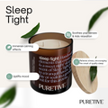 Picture of Puretive's Sleep Tight Wellness Scented Candle with a 100% Pure Soy Wax blended with 100% Pure essential oils curated to Soothe your senses &  aid relaxation, uplift your mood, relieve from stress and induce better sleep quality.