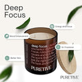 Picture of Puretive's Deep Focus Wellness Scented Candle with a 100% Pure Soy Wax blended with 100% Pure essential oils curated to Enhance your mood, Better energy & focus, better skin & purify Air.